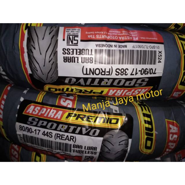 Ban tubeless aspira premio paket 70/90-17 &amp; 80/90-17 for supra x 125/blade/revo/abs revo/jupiter mx