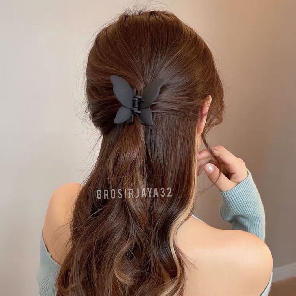 (GROSIRJAYA32) Jepit Rambut Korea Kupu Kupu 6.8cm Jedai Doff Kupu Jepitan Rambut Matte Butterfly Hair Claw Clips