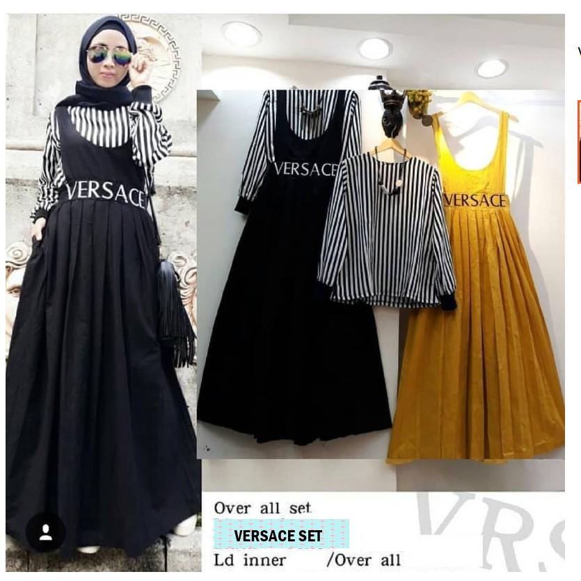 NS - Versace Set Overall | Baju Gamis Wanita Syari kasual Pesta Kondangan
