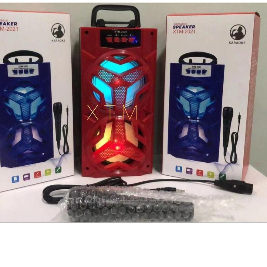 ♪ Speaker Bluetooth Fleco F-4021/XTM 2021 Bonus Mic karaoke Doble Speaker Sobwoofer Aktif ➶