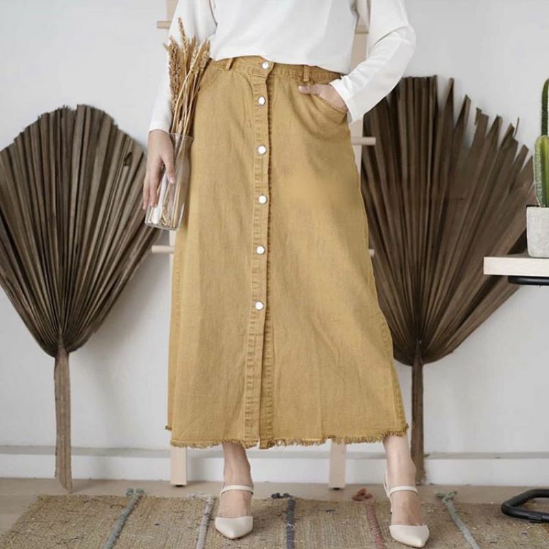 XANDRA SKIRT / ROK JEANS WARNA / ROK KANCING WARNA