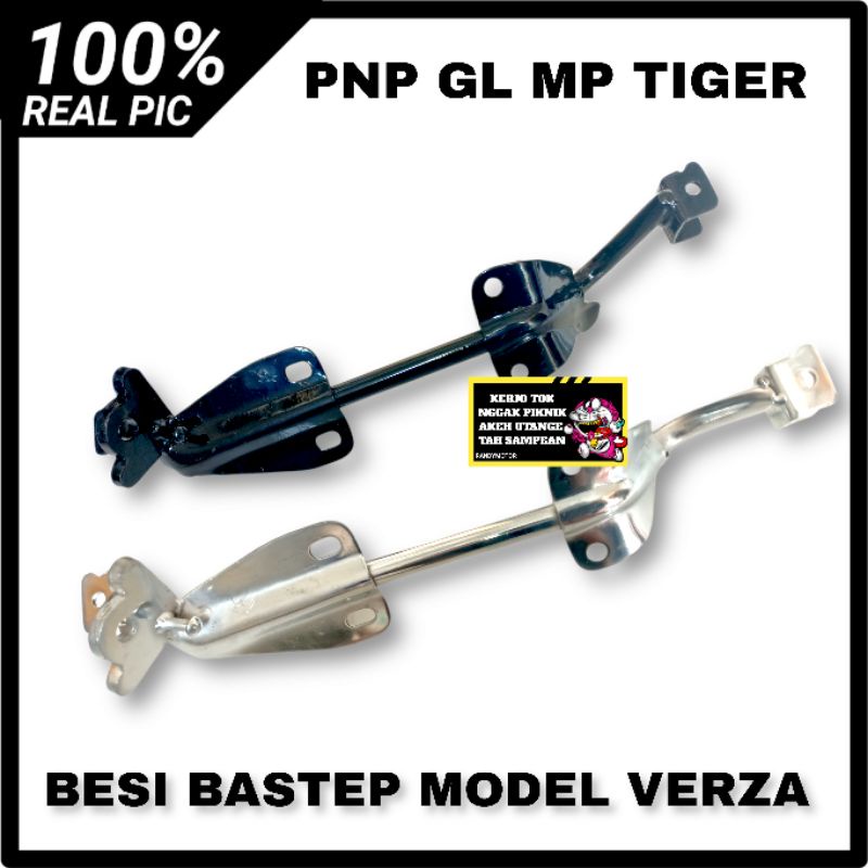 BESI BASTEP BASTEB CROME DAN KATINGAN HITAM DEPAN MP GL TIGER MODEL VERZA