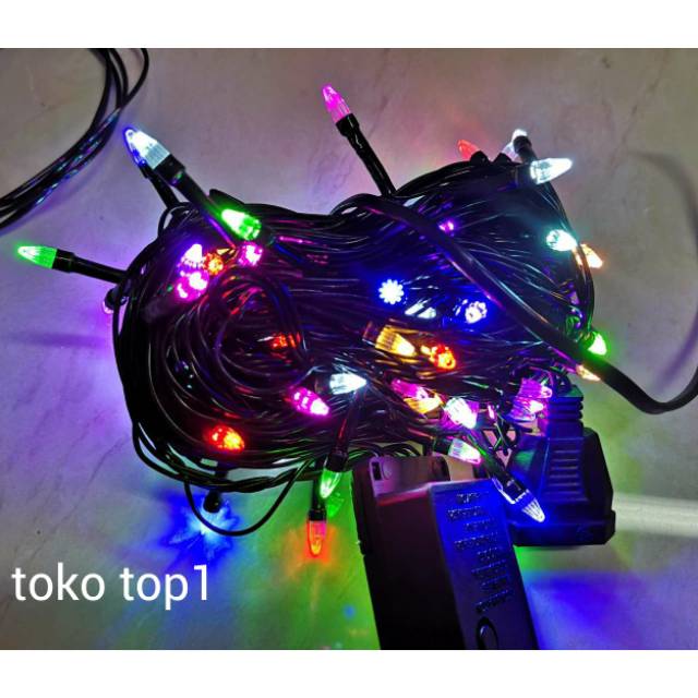 lampu tumblr/lampu natal led 10M /tumblr light/tumblr led 7warna lancip/roket/10M/ KABEL HITAM