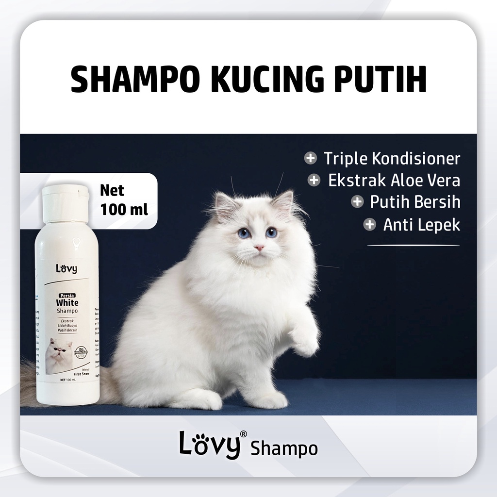 Shampo Kucing Bulu Putih Persia Shampoo Pemutih Bulu Lovy WHITE 100 ml