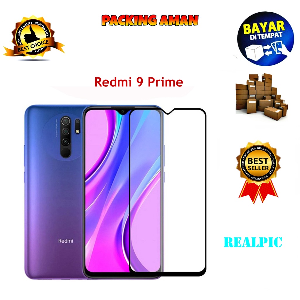 Tempered Glass Xiaomi Redmi 9 Prime Full Cover / Full Screen Protector Anti Gores