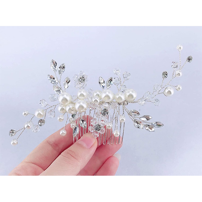 Bridal Wedding Hair Comb / Sparkly Rhinestones Side Combs Crystals Pearls Flower Bride Hairpieces / Gorgeous Hair Accessories for Women and Girls