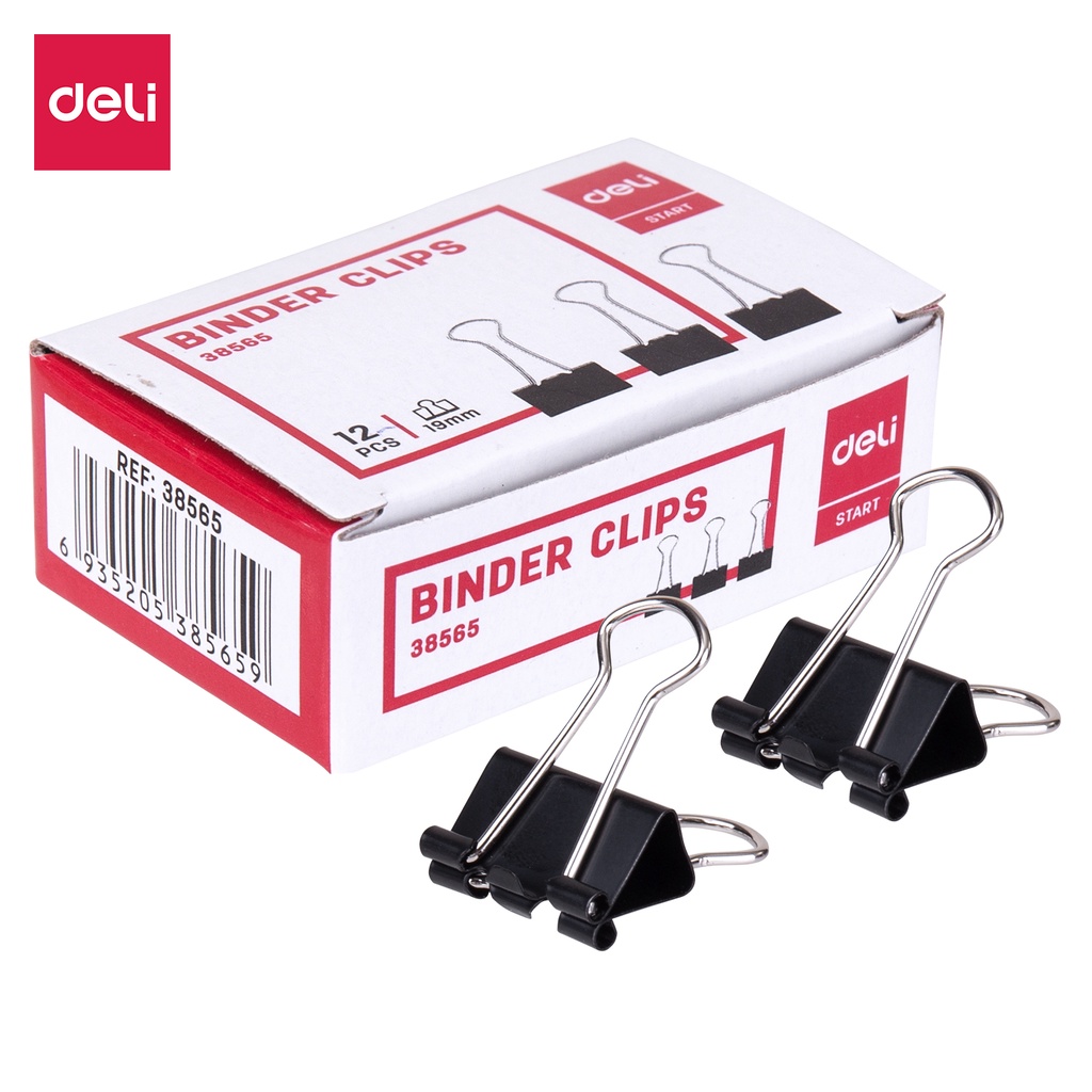 HAPPY TIME DELI BINDER CLIPS KLIP PENJEPIT KERTAS 15/19/32/41/51mm (12 PCS/BOX) BINDER KLIP PERLENGKAPAN KANTOR ALAT TULIS KANTOR SEKOLAH KULIAH E38561/62/63/65/66