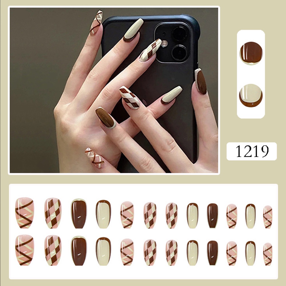 R256 24pcs Kuku Palsu Artificial Matte French Nail