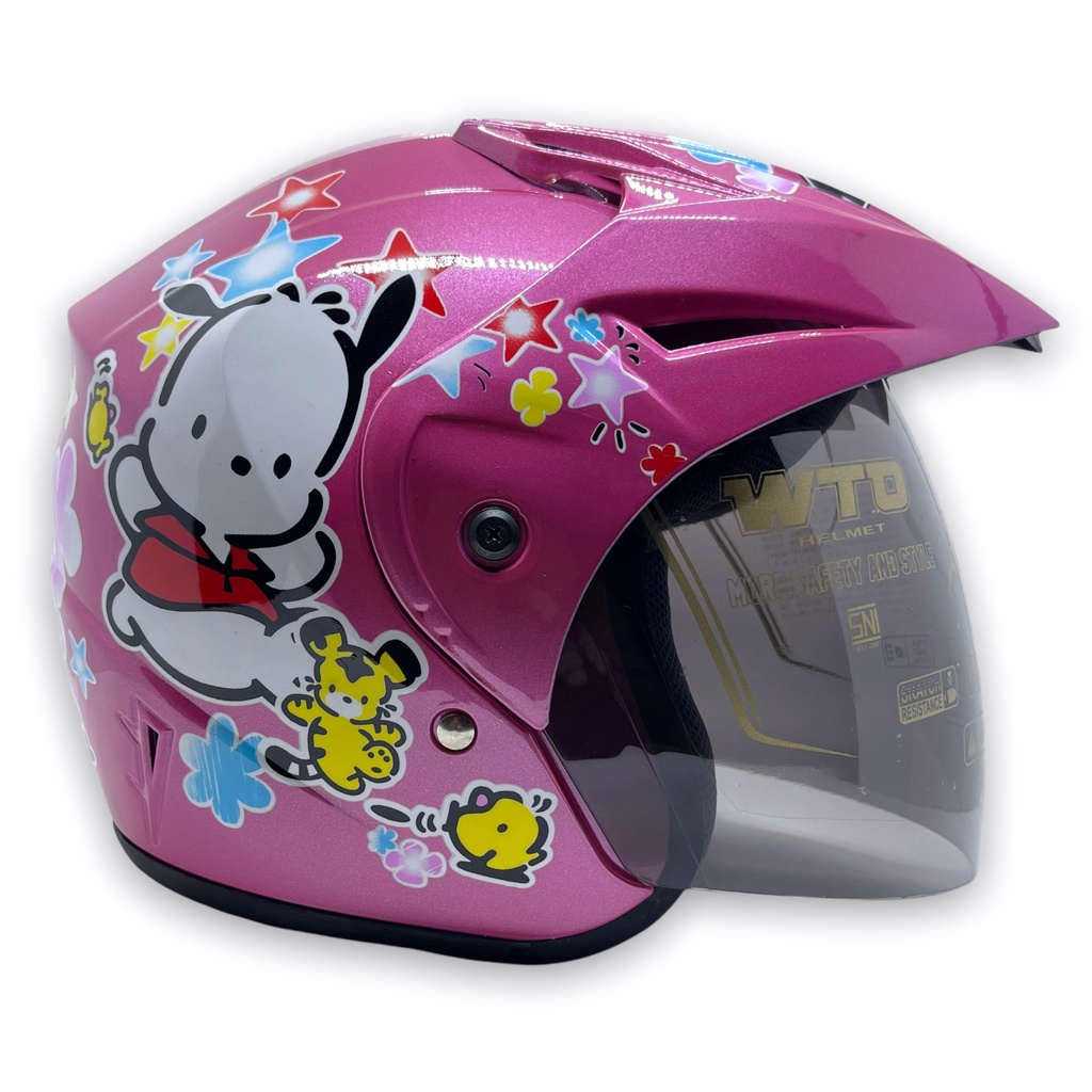 Helm WTO Z1R Pet - White Puppy - Pink Met - Half Face ALL SIZE