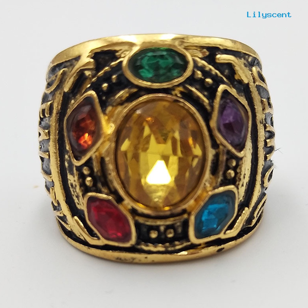 Ls Cincin Motif Tulisan Power Mind Soul Infinity War Thanos Warna-Warni Untuk Pria