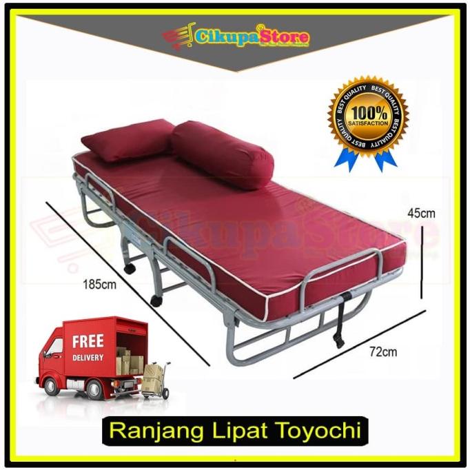Ranjang Lipat Roda (Folding Bed) + Kasur Busa & Bantal Guling | Besi always ready