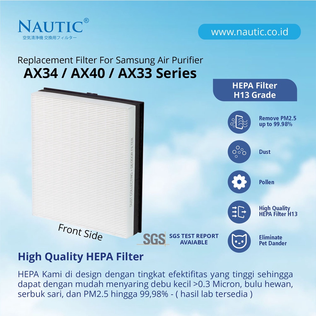 NAUTIC - Compatible Hepa Filter Samsung CFX-G100/GB untuk AX40 / AX34