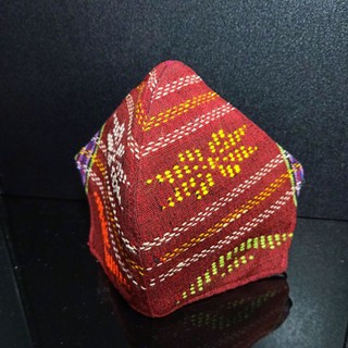  Masker  Kain Motif Ulos  Tenun Premium Merah Hati 3 Lapis 