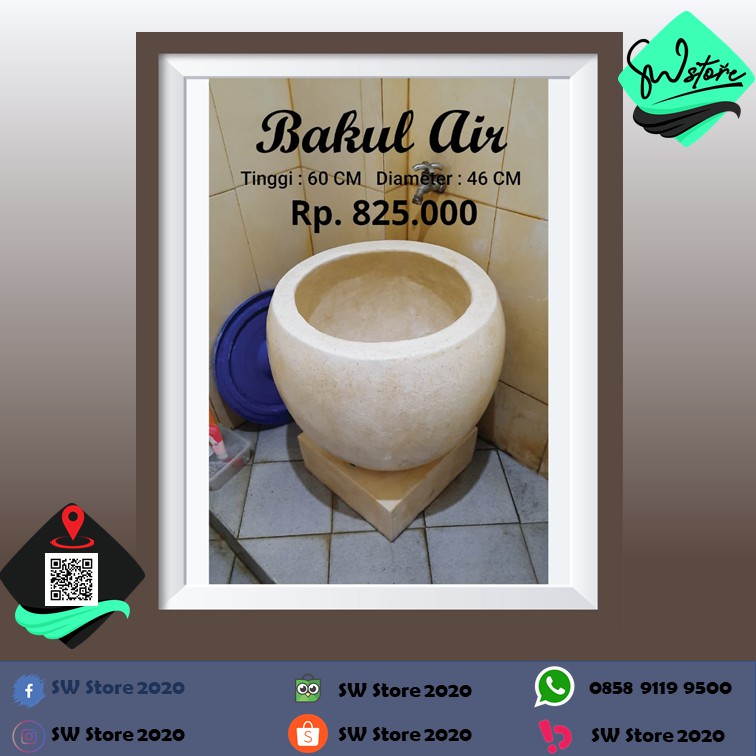  Bak  Mandi  Batu  Marmer Terasso Bakul Air 60 x 46 CM COD 