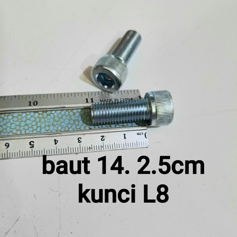 baut 14 panjang 2.5cm kunci L8 putih
