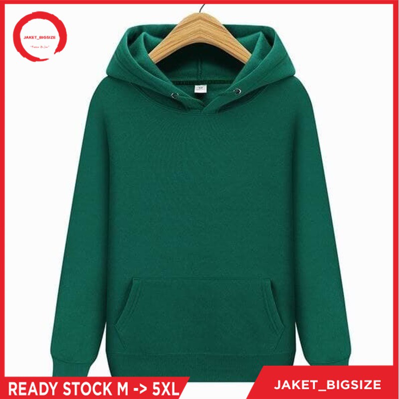 Sweater Hoodie Polos Pria Wanita Premium Distro gramasi 250gsm warna HIJAU BOTOL / DEEP GREEN