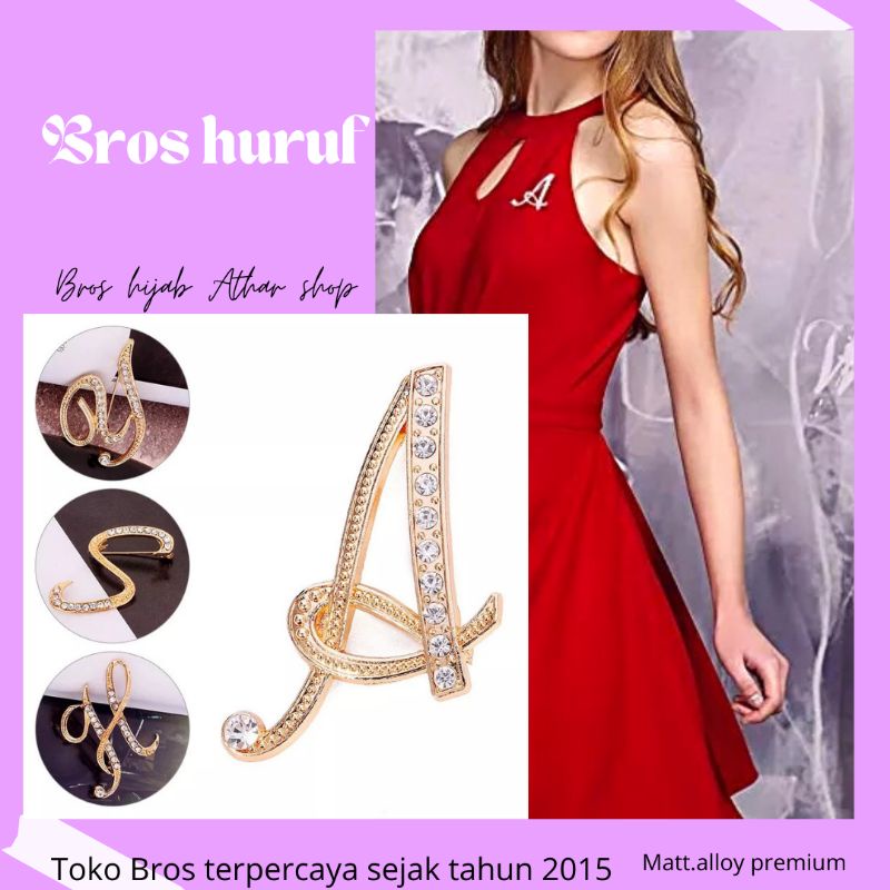 Bros huruf/bross nama/bros alphabet/brooch import