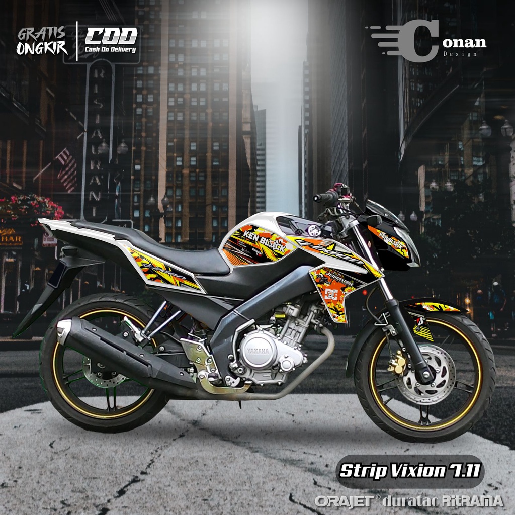 Aksesoris Motor Stiker Variasi Yamaha Vixion New - Sticker Variasi Striping Vixion New Ken Black (CO