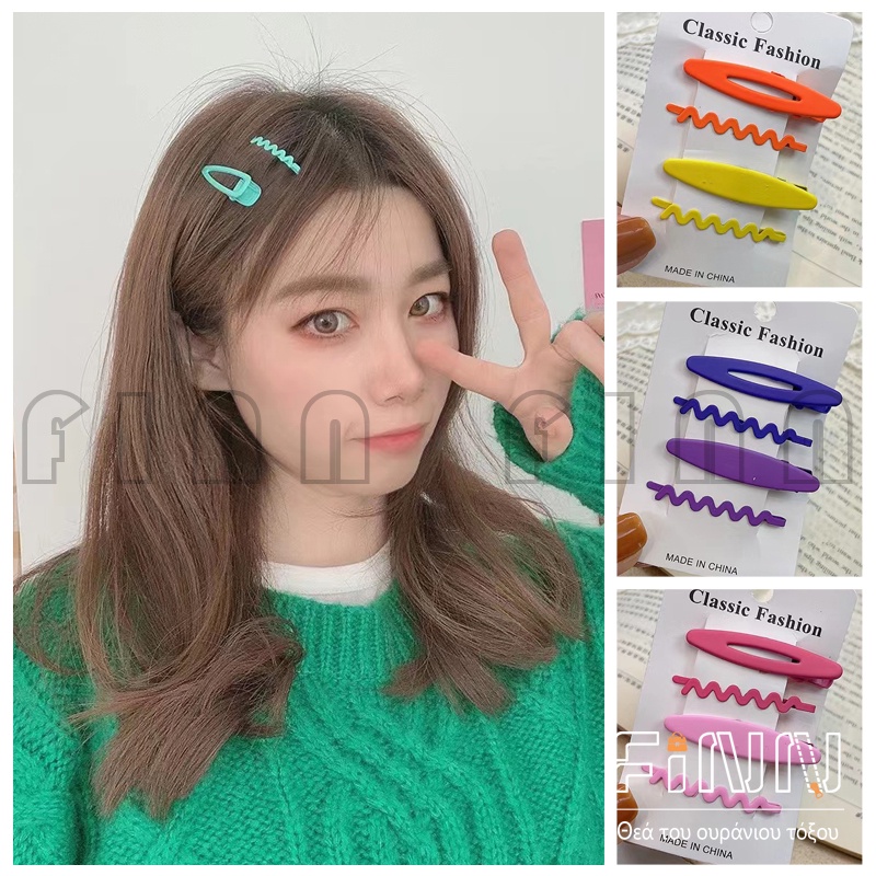 4 PCS Set Jepit Rambut Wanita Gelombang Warna Permen Untuk Aksesoris Hiasan Rambut