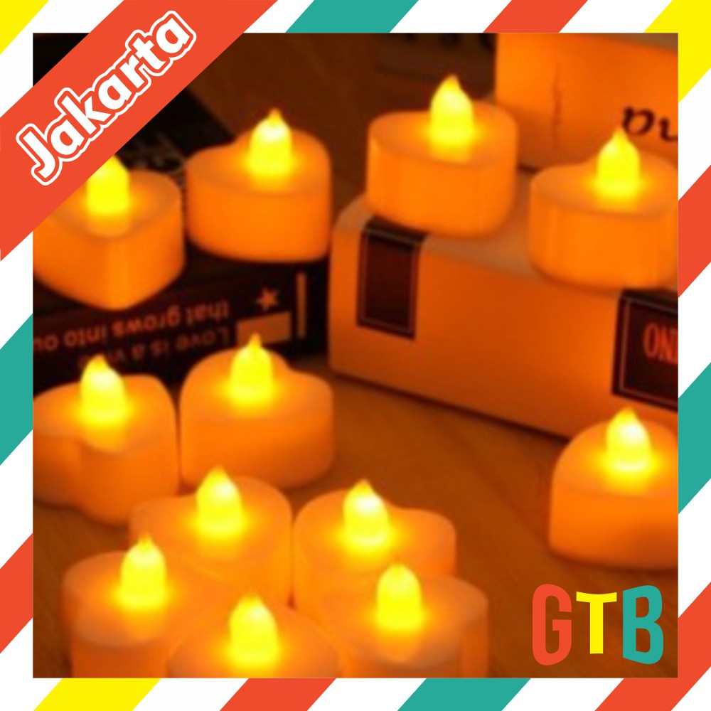 ❤️GTB❤️ E008 Lilin Mini LED Bentuk Love Electric Candle Light Lampu Dekorasi Lampu Hias Elektrik cod