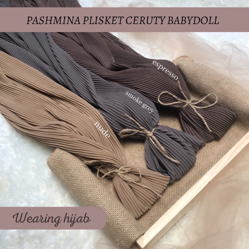 PASMINA PLISKET FULL PASHMINA CERUTY BABYDOLL PREMIUM / PLEATED SHAWL