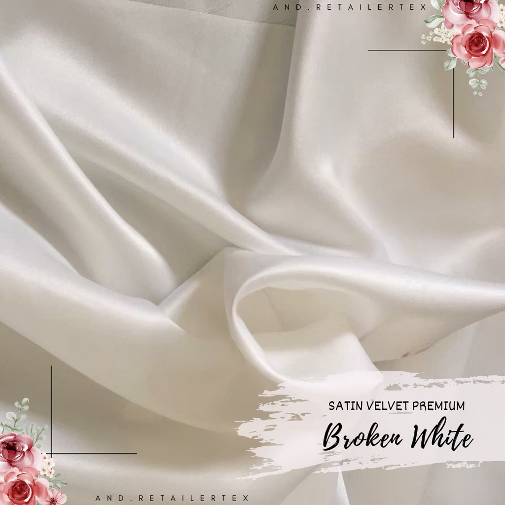 Bahan Kain Satin Velvet Premium Background Backdrop Foto Produk OOTD Estetik Warna Putih Tulang