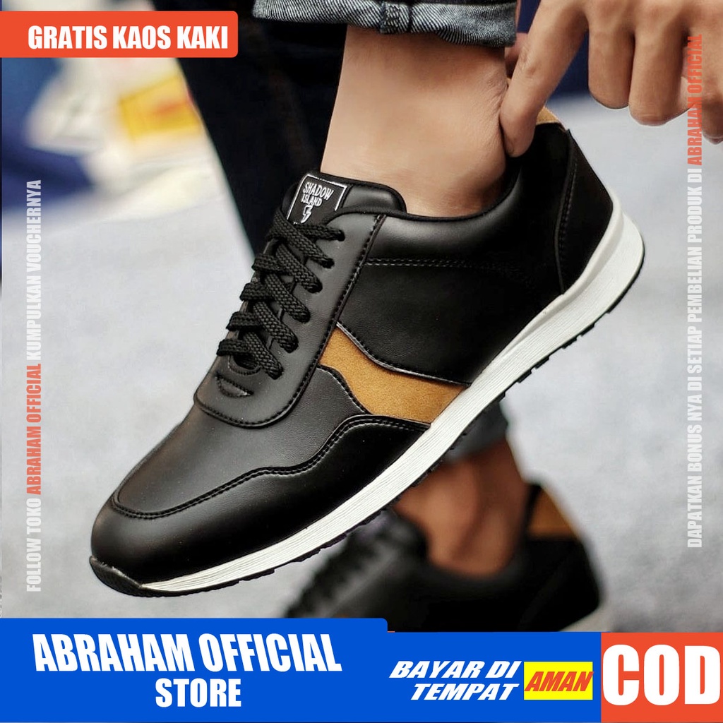 ABRHM x VARGAS Sepatu Casual Sneakers Sepatu Pria Casual Sneaker Kulit Pu Sepatu Cowok / Cowo Sepatu Kasual Semi Formal Kerja Running Kuliah Gaya Santai Keren Kekinian Original Murah Terlaris