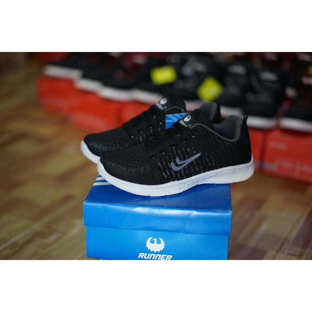 Promo.. Sepatu Sekolah Runner Dragon Ringan Hitam/Putih/Abu