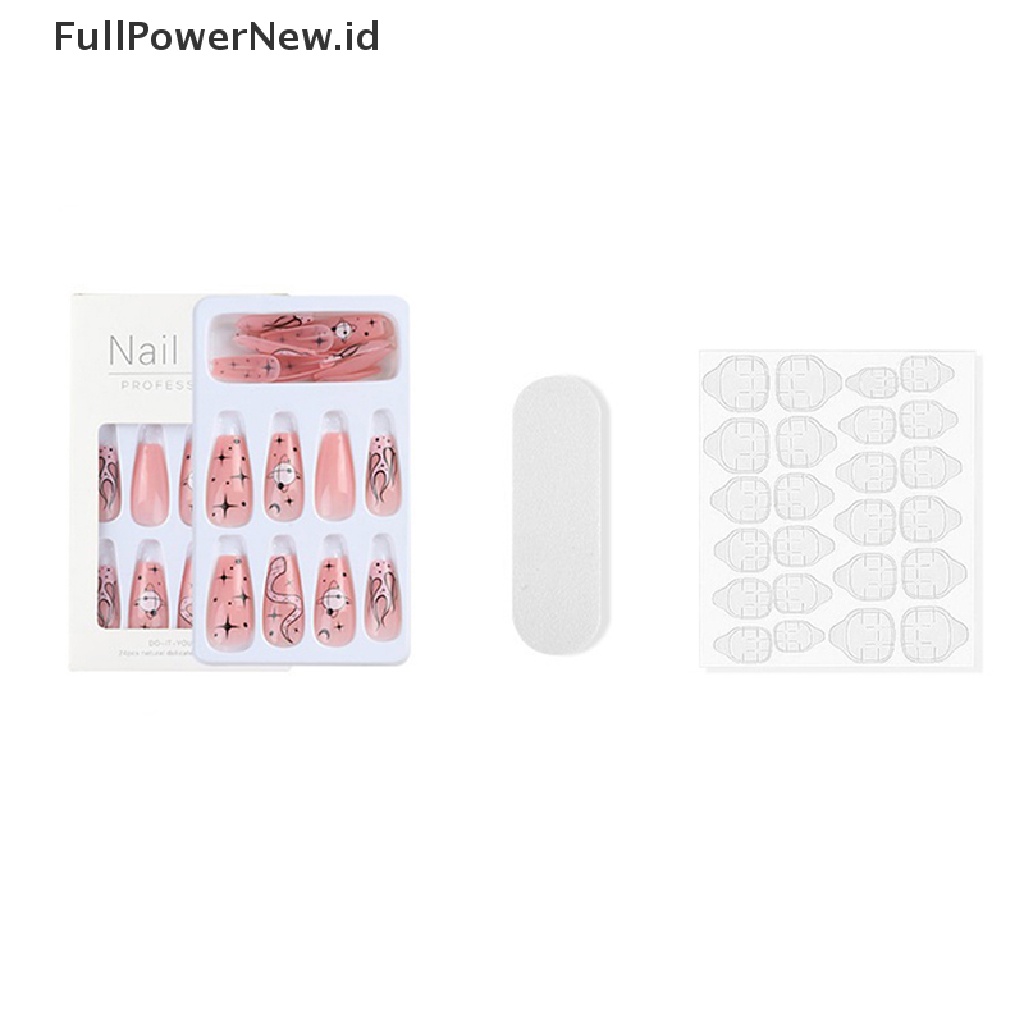 Power 24Pcs Kuku Palsu Panjang Model Ballerina