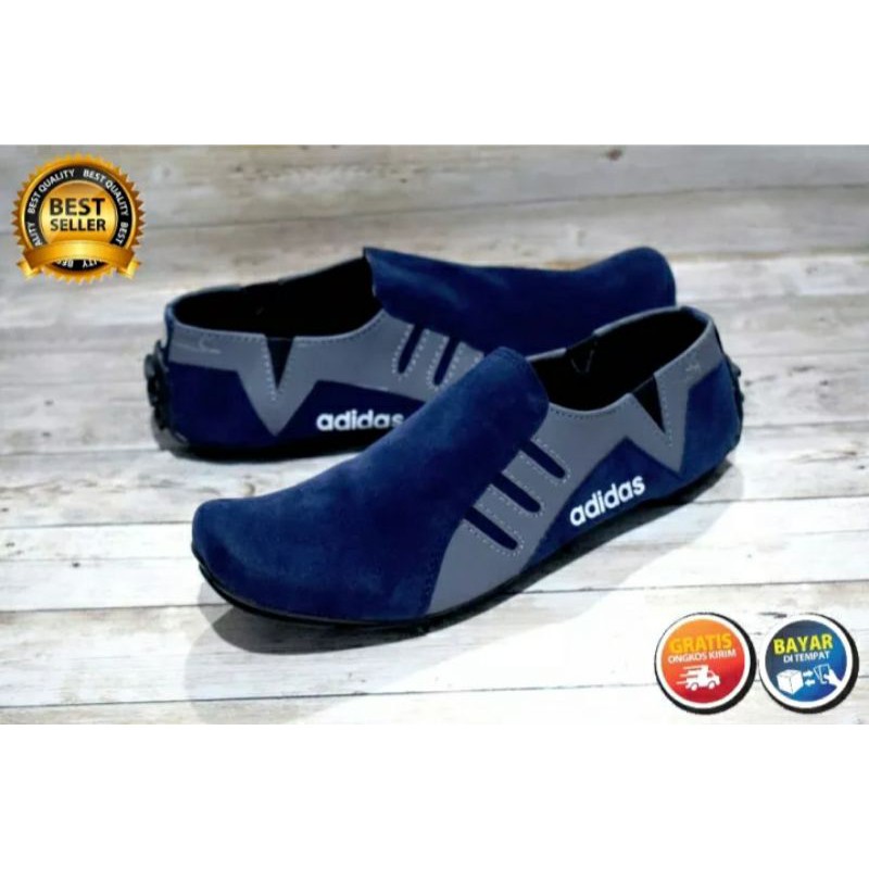 sepatu pria slip on adidas slip on pria formal pria kerja keren pria tanpa tali hitam polos