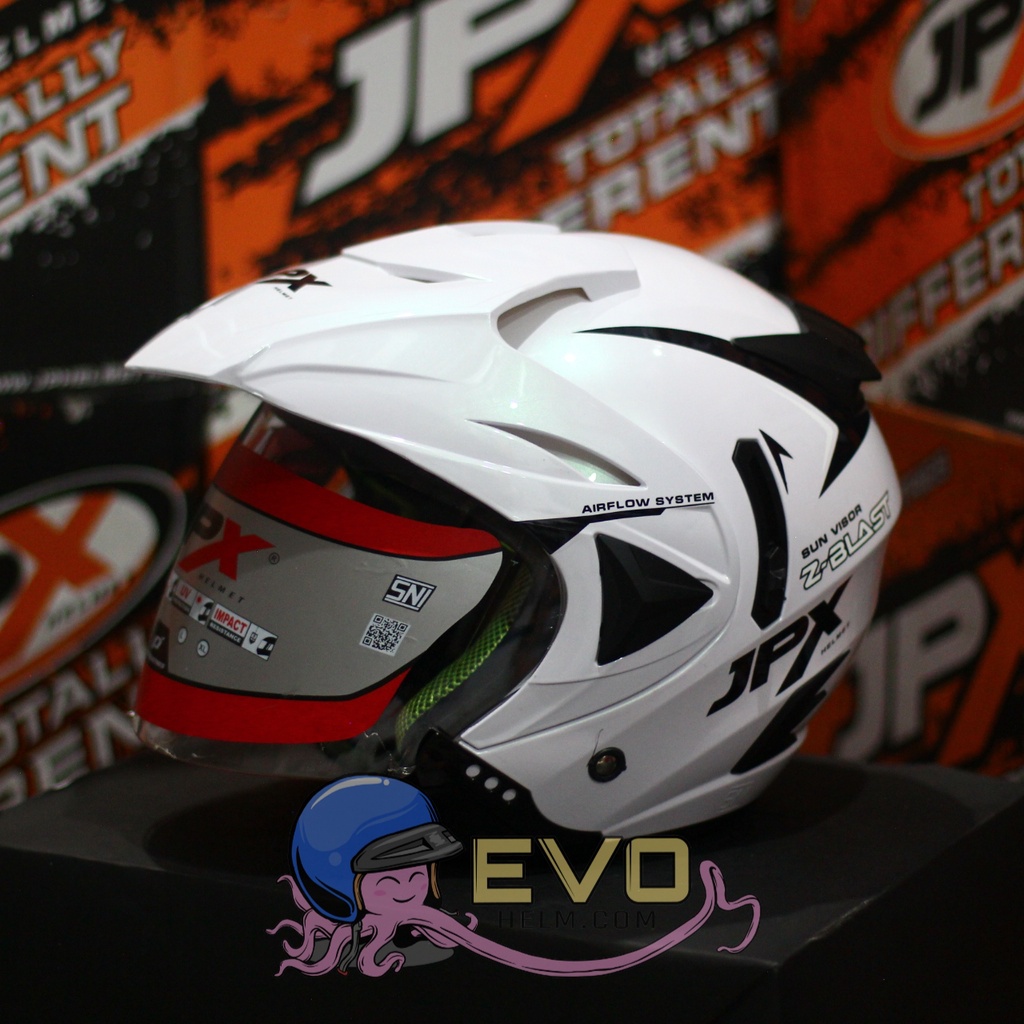 HELM JPX HALFFACE_JPX Z-BLAST - PEARL WHITE GLOSS ( ONGKIR 2KG) JPX HALFFACE JPX SEMICROSS JPX ZBLAST