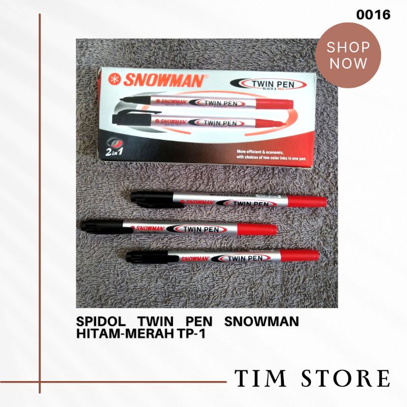 

SPIDOL TWIN PEN SNOWMAN HITAM-MERAH TP-1