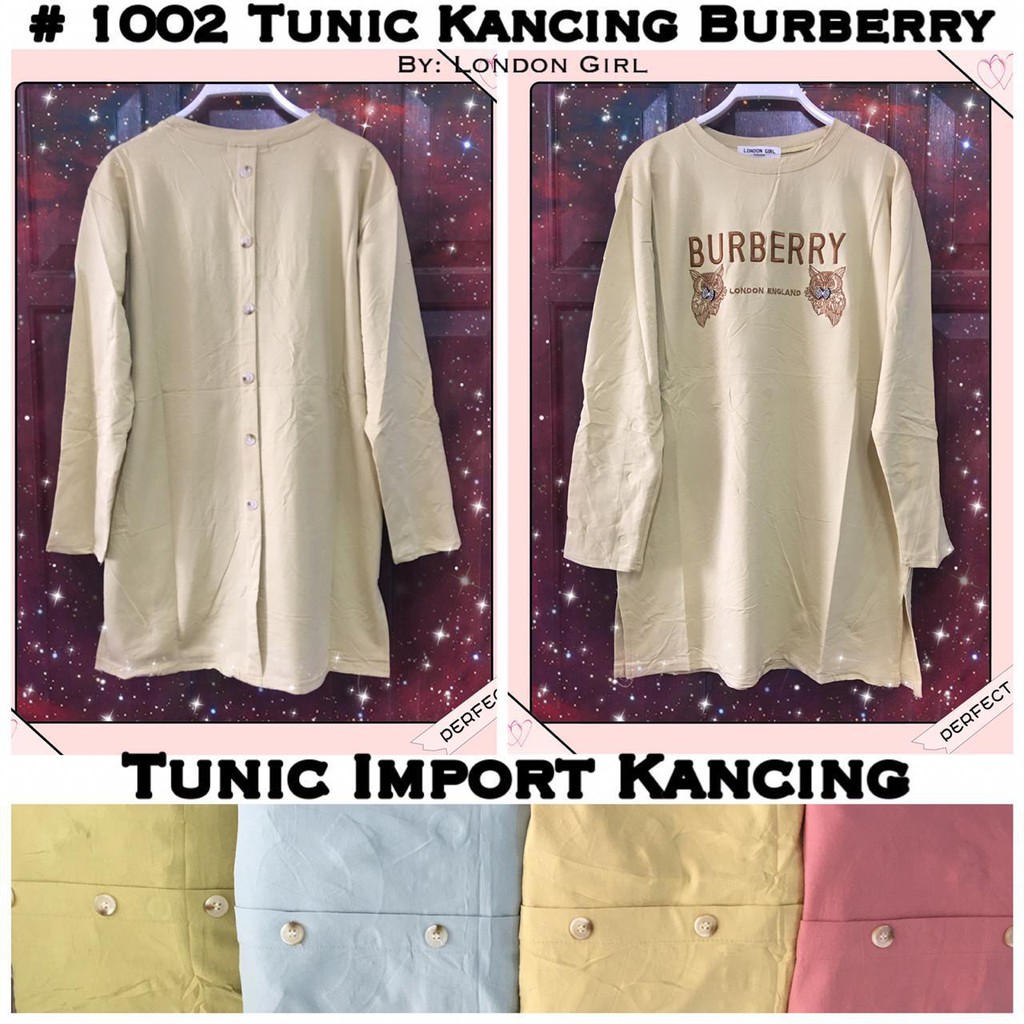 Atasan Tunik Import Kancing #1002 Kancing Burberry/ Fashion Tunik Muslim/ Woman Import Top Tunic