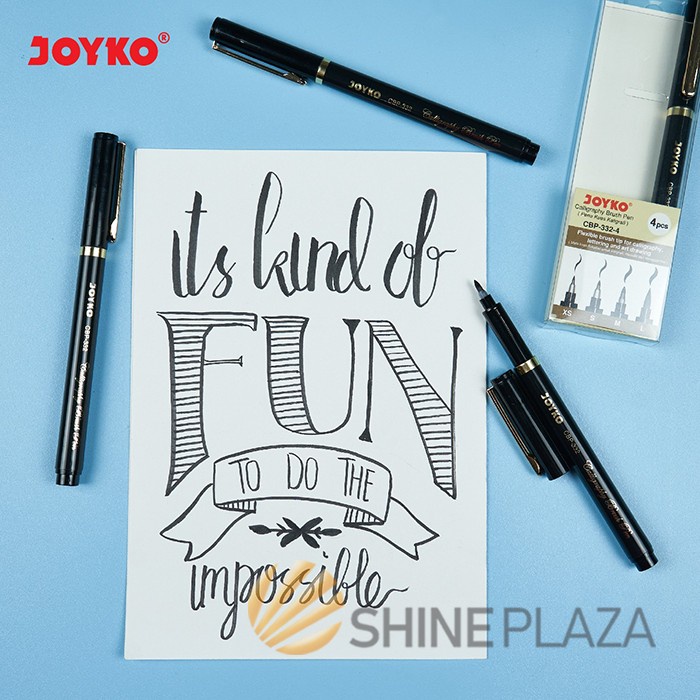 

kaligrafi-perlengkapan- calligraphy brush pen pena kuas kaligrafi joyko cbp-332-4 1 set 4 pcs