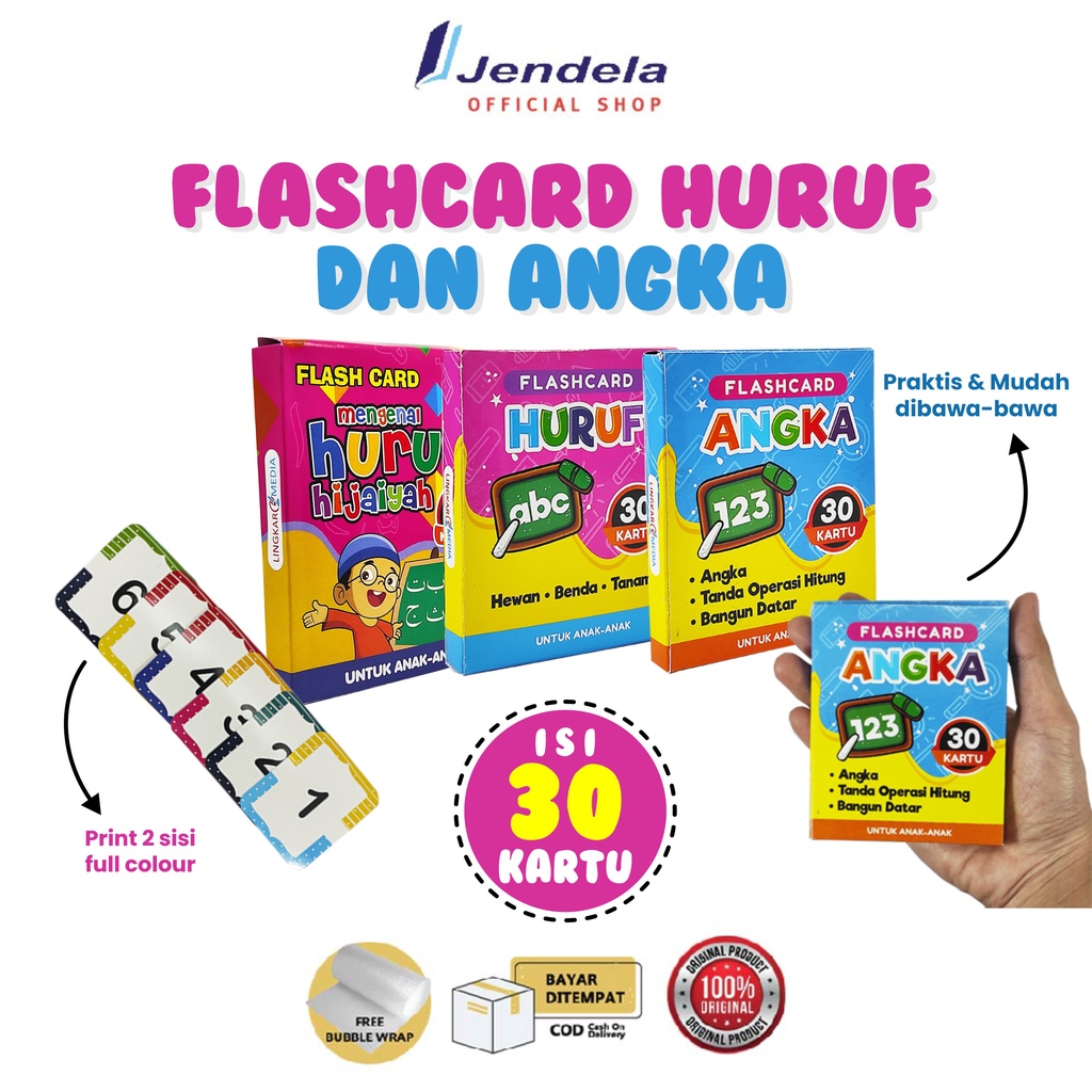 Mainan Kartu Edukasi Anak Flash Card Huruf, Angka & Hijaiyah