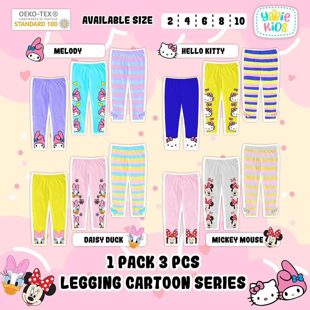 LEGGING ANAK YABIE KIDS CARTOON SERIES 1PACK ISI 3PCS