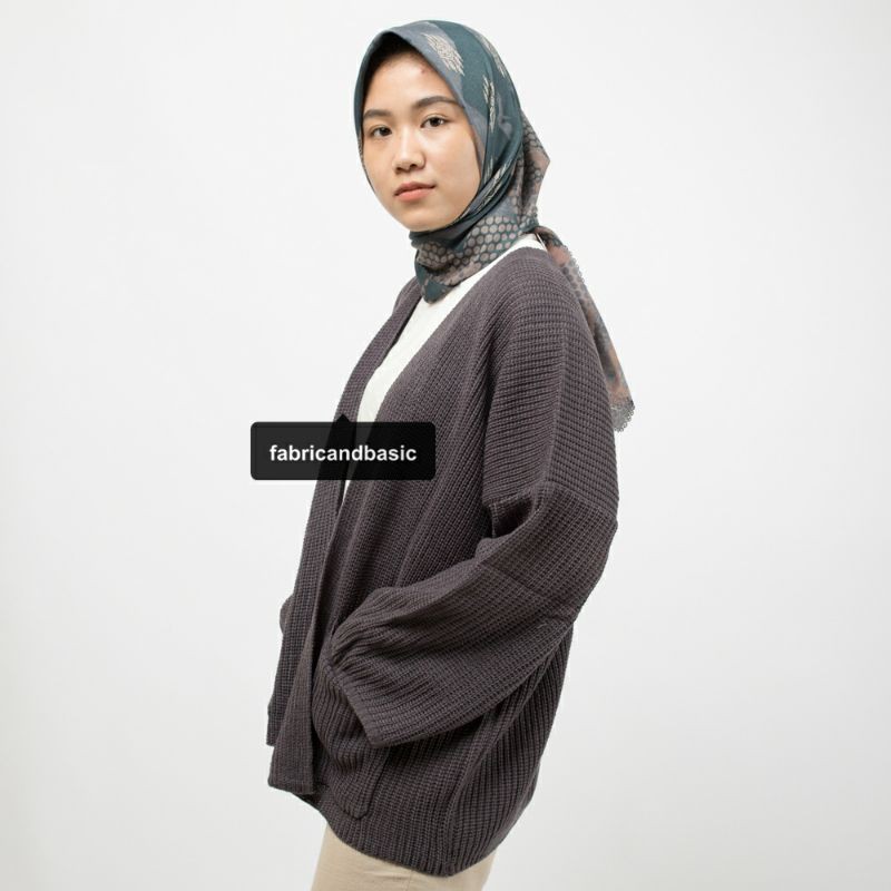 [ TEBAL ] Cardigan Rajut Oversize Wanita  |  Lavella Kardigan Rajut Oversize Outer Wanita-Abu Tua