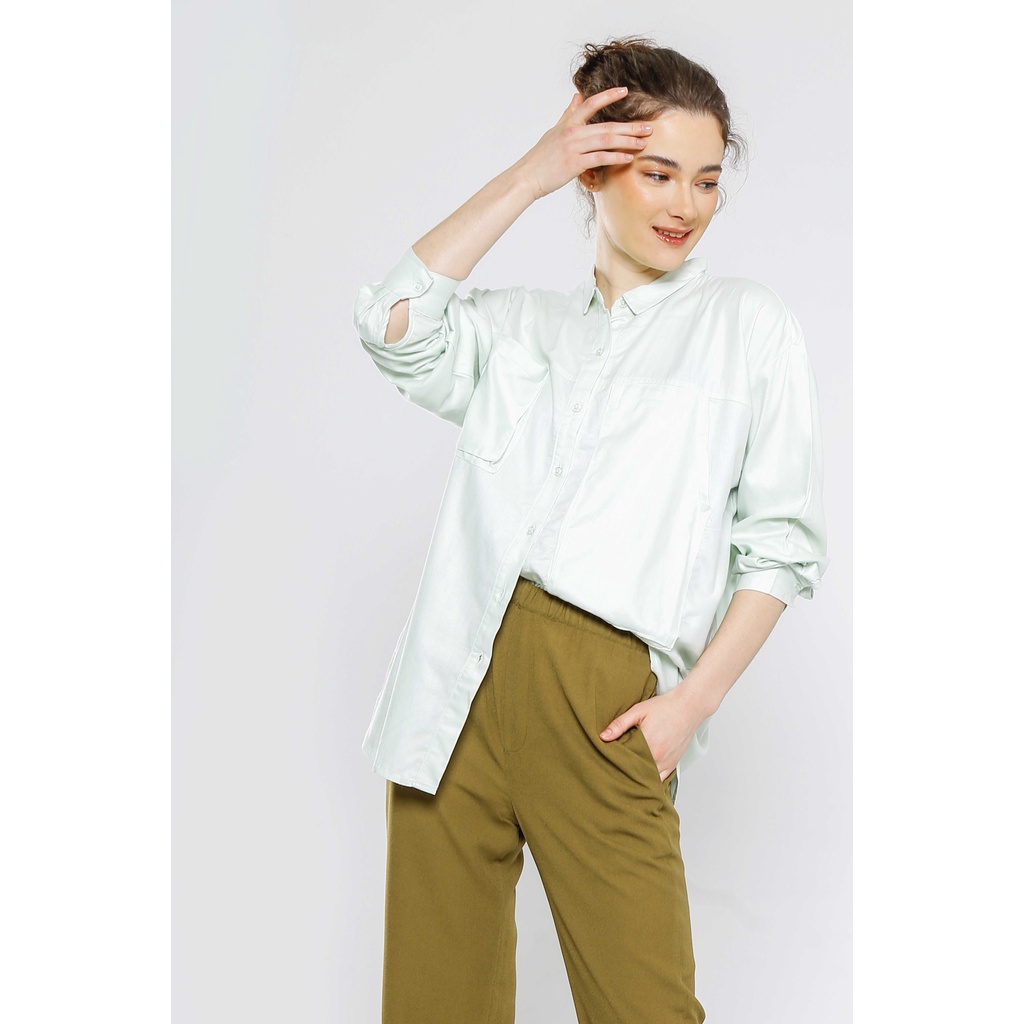 Gaudi Atasan Kemeja Wanita Torvi Oversized Shirt-Light Green