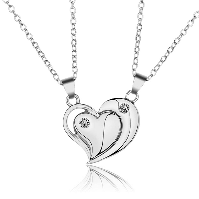 2pcs Magnetic Distance Couple Necklaced Lovers Matching Pendent Necklace Long Distance Gifts Heart Wedding Gift Jewelry Set