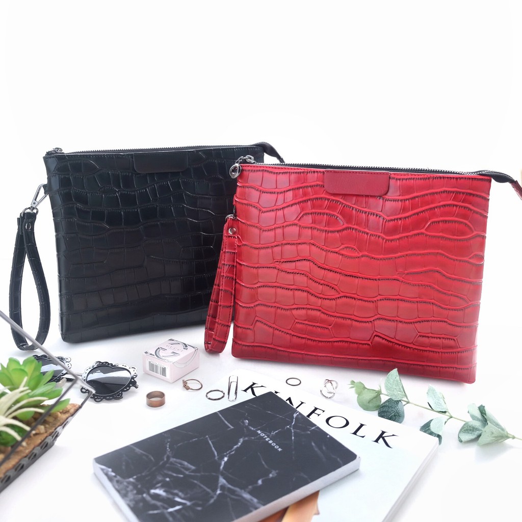 Nonataliashop - Big Croco Clutch (Free Inisial 2 Huruf)
