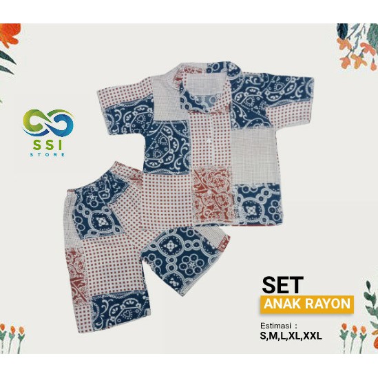 Baju Setelan Anak Rayon Motif// Setelan Tunik Anak Termurah 0 - 12 Tahun