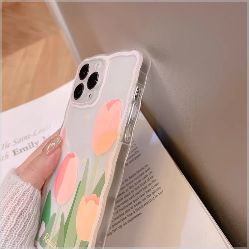 Transparan Tulip Softcase Bunga Case HP Lucu for iphone XS Max XR 11 Pro Max 12 Pro Max 13 Pro Max