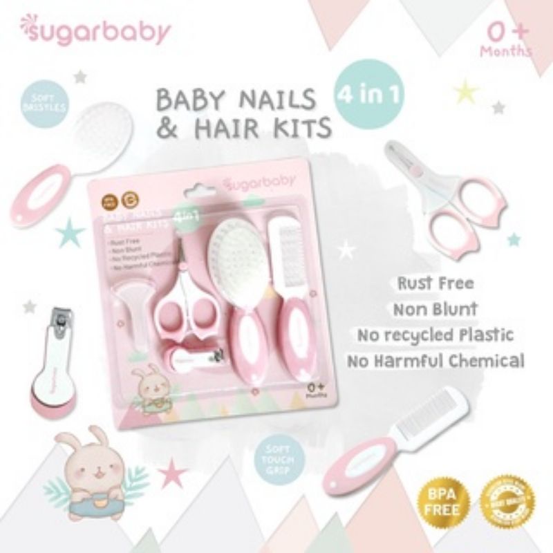 TERBARU SUGAR BABY 4in1 Baby Nail &amp; Hair Kits (Perlengkapan Perawatan Kuku dan Rambut Bayi 4in1) manicure menicure