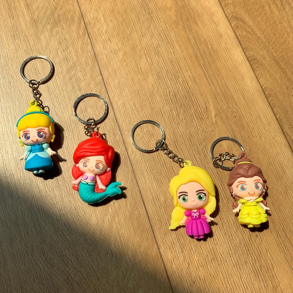 GANTUNGAN KUNCI DISNEY PRINCESS CINDERRELA RAPUNZEL BELLE ARIEL IMPORT TERMURAH SOUVENIR LUCU UNIK