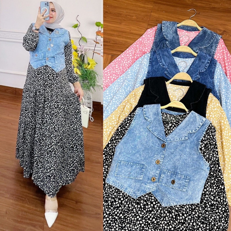 GAMIS  BHN SYAKILA MIX ROMPI JEANS