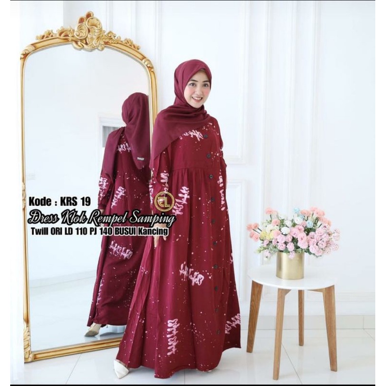 motif baru gamis twill ori batik elzhaf KRS 19