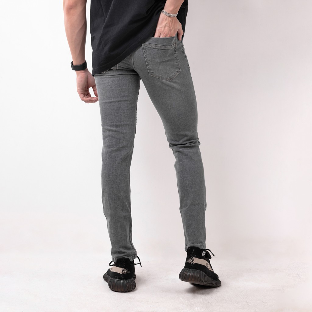 Celana Jeans Pria Bahan Stretch Denim - Biker Jeans - Light Grey - (UJB-02)