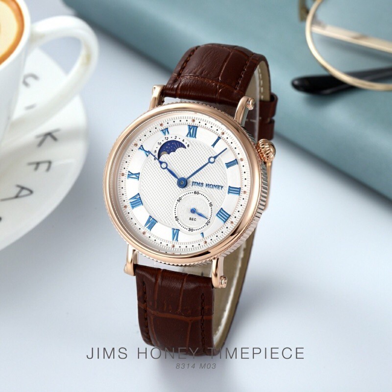 Jam Tangan Analog Branded Jimshoney 8314 Original Watch Unisex / Jam Tangan Mewah bahan Kulit Klasik