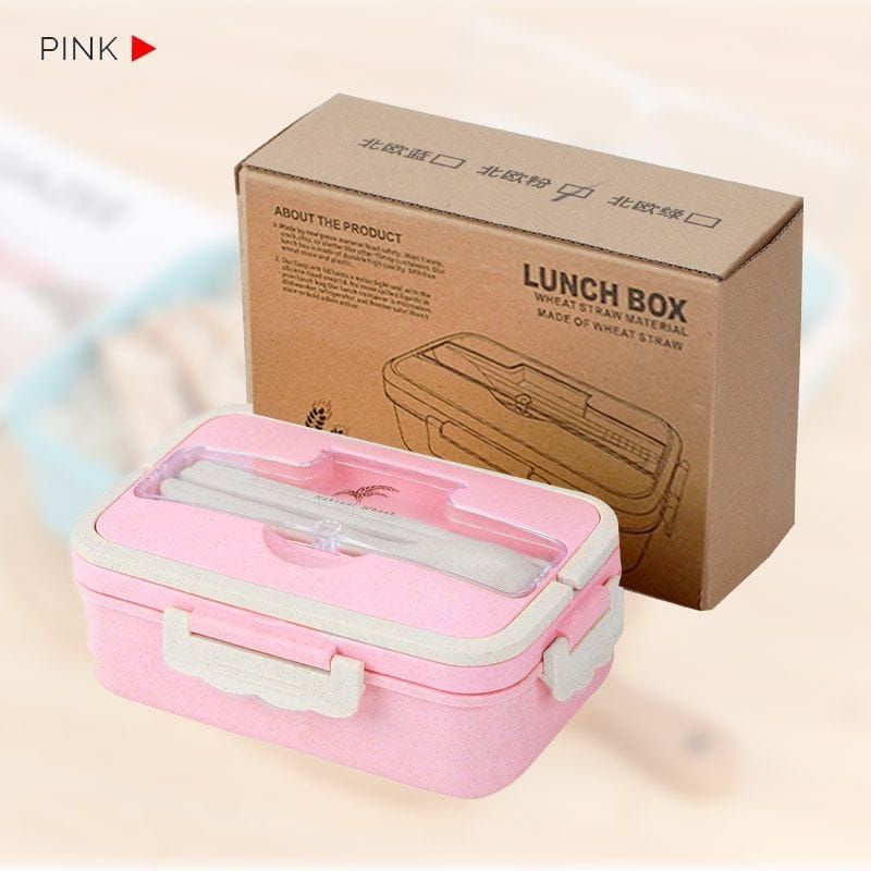 Medan Termurah Jerami premium Set Kotak bekal makan lunch box set sendok sumpit