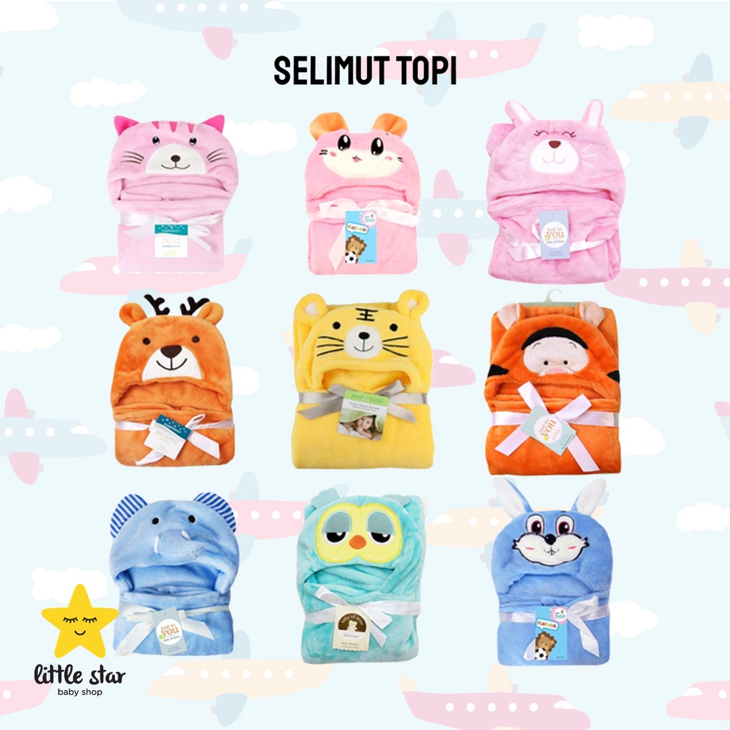 Selimut Topi Bayi | Selimut Bayi Karakter Fleece